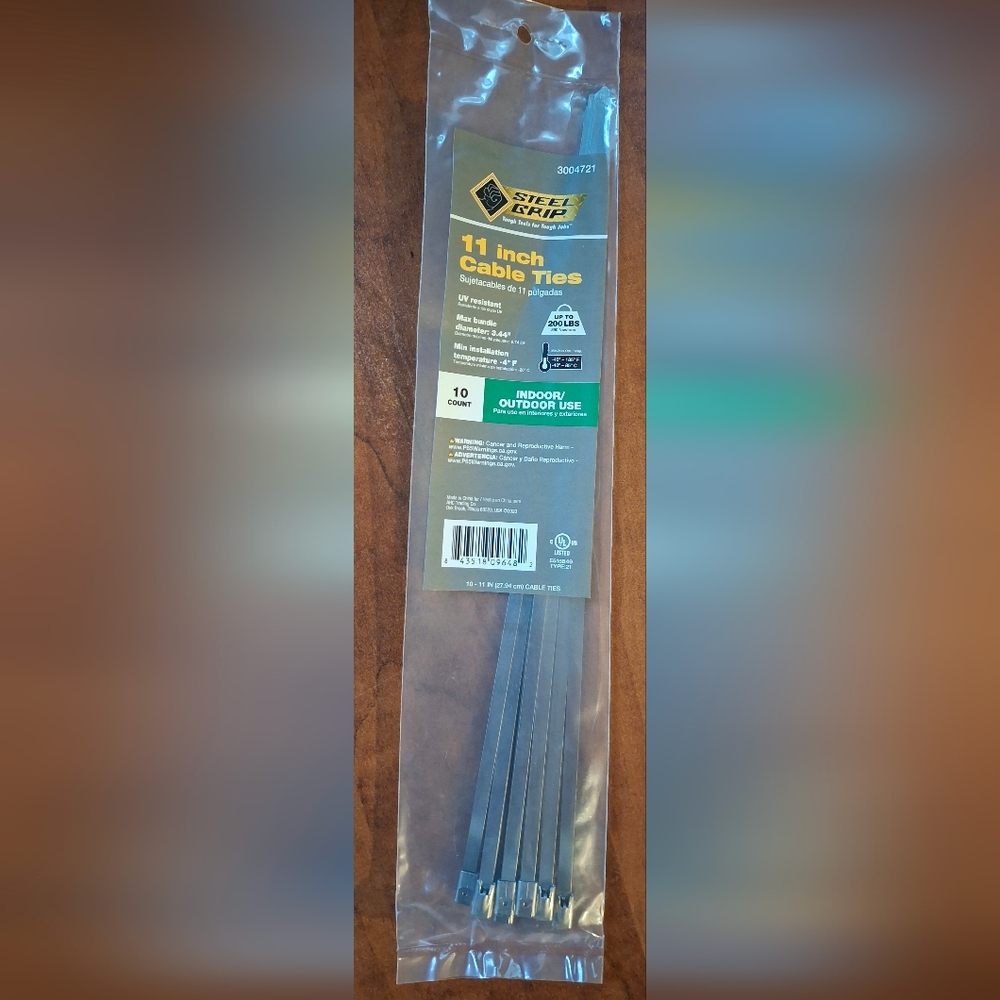 Gray Indoor/Outdoor Cable Ties - 10 Count